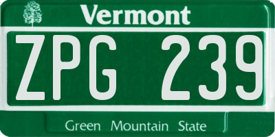 VT license plate ZPG239