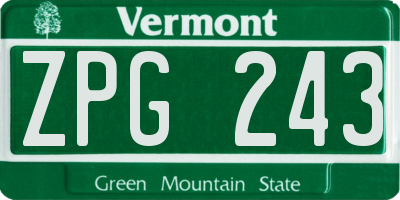 VT license plate ZPG243
