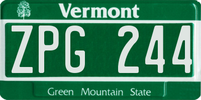 VT license plate ZPG244