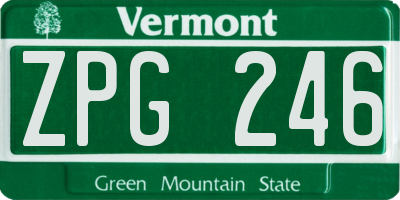 VT license plate ZPG246