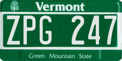 VT license plate ZPG247
