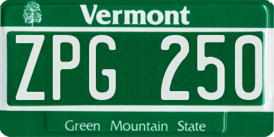 VT license plate ZPG250
