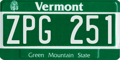 VT license plate ZPG251