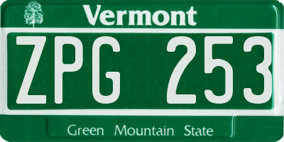 VT license plate ZPG253