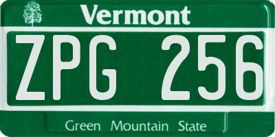 VT license plate ZPG256