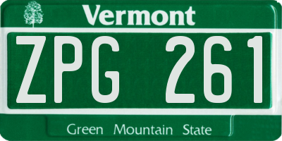 VT license plate ZPG261