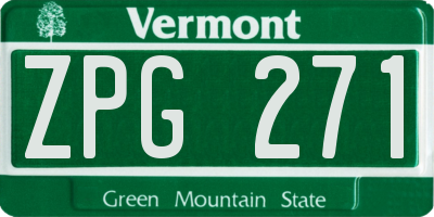 VT license plate ZPG271
