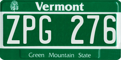 VT license plate ZPG276