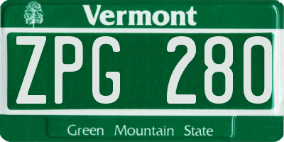 VT license plate ZPG280
