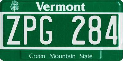 VT license plate ZPG284