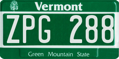 VT license plate ZPG288