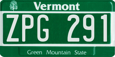 VT license plate ZPG291