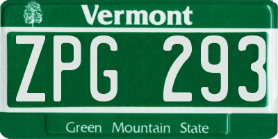VT license plate ZPG293