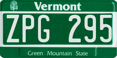 VT license plate ZPG295