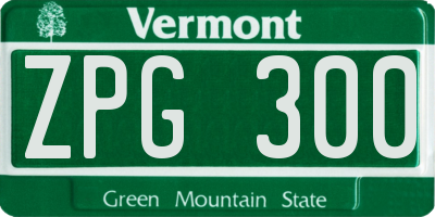 VT license plate ZPG300