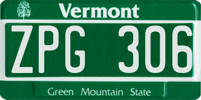 VT license plate ZPG306