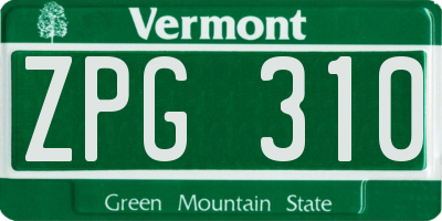 VT license plate ZPG310