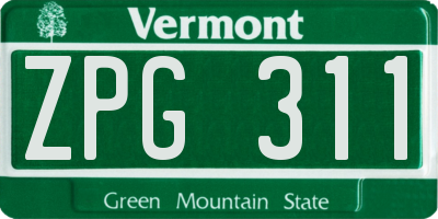 VT license plate ZPG311