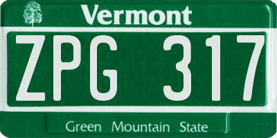VT license plate ZPG317