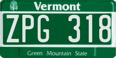 VT license plate ZPG318