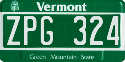 VT license plate ZPG324