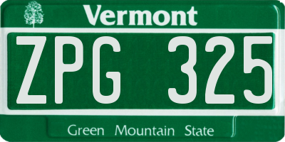 VT license plate ZPG325