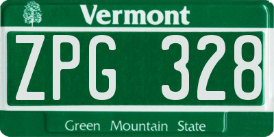 VT license plate ZPG328