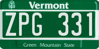 VT license plate ZPG331