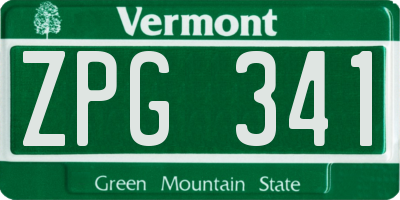 VT license plate ZPG341