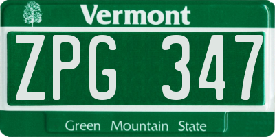VT license plate ZPG347