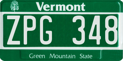 VT license plate ZPG348