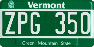 VT license plate ZPG350