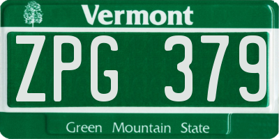 VT license plate ZPG379