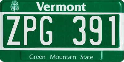 VT license plate ZPG391