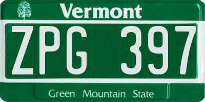 VT license plate ZPG397