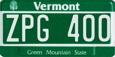 VT license plate ZPG400