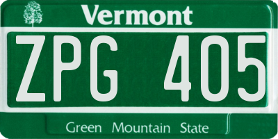 VT license plate ZPG405