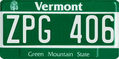VT license plate ZPG406