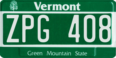 VT license plate ZPG408