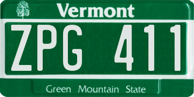 VT license plate ZPG411