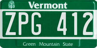 VT license plate ZPG412
