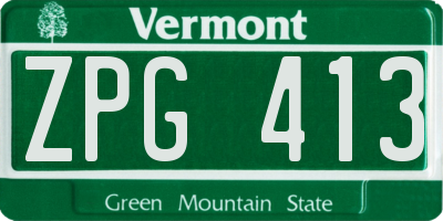 VT license plate ZPG413