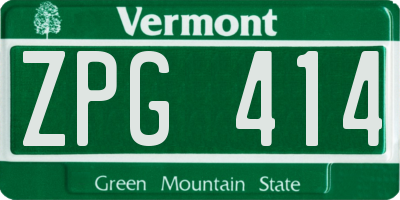 VT license plate ZPG414