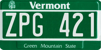 VT license plate ZPG421