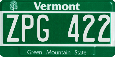 VT license plate ZPG422