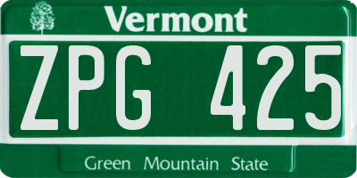 VT license plate ZPG425