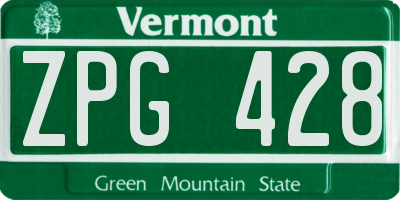 VT license plate ZPG428