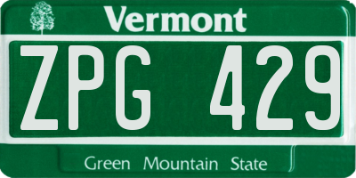 VT license plate ZPG429