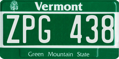 VT license plate ZPG438