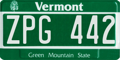 VT license plate ZPG442